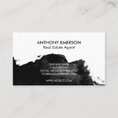 Serif monogram | Zwarte Waterverf textuur Visitekaartje (Achterkant)