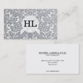 Serif Type Monogram/Damast Grijs Visitekaartje (Voorkant / Achterkant)