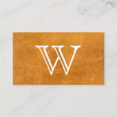 Serif type monogram | lichtbruin leder visitekaartje (Voorkant)