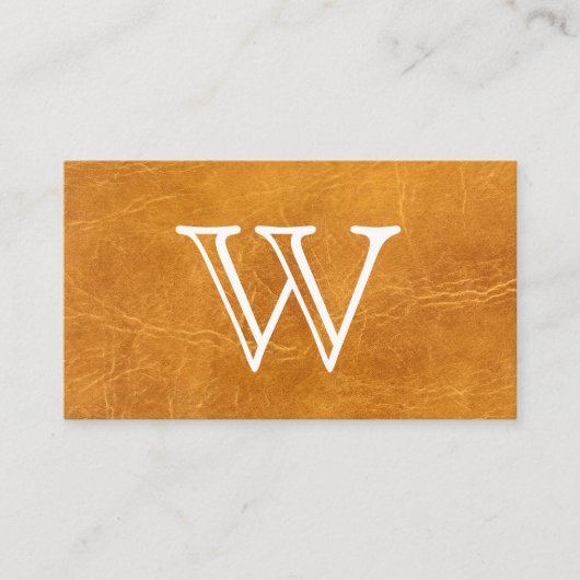 Serif Type Monogram | Lichtbruin Leer Visitekaartje (Voorkant)