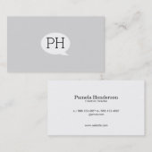 Serif Type Monogram Talk Bubble Cloud Gray Visitekaartje (Voorkant / Achterkant)