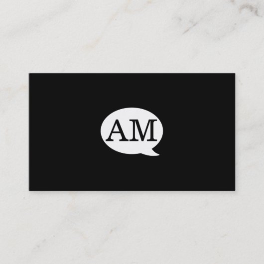 Serif Type Monogram Talk Bubble Visitekaartje (Voorkant)