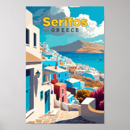 Serifos Griekenland Reizen Kunst Vintage Illustrat Poster