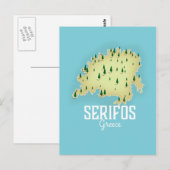 Serifos Griekse kaart geïllustreerde reisposter (Voorkant / Achterkant)