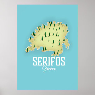 Serifos Griekse kaart geïllustreerde reisposter Poster