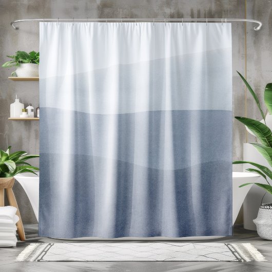 Serine Blauw-Grijs Abstract Landschap Douchegordijn