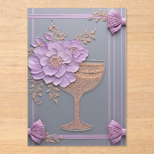 Sering 3D-effect bloemen & roosgouden kant Acryl Uitnodigingen
