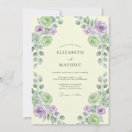 Sering Antique Crème Ranunculus Eucalyptus Bruilof Kaart (Voorkant)