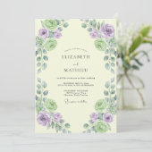 Sering Antique Crème Ranunculus Eucalyptus Bruilof Kaart (Staand voorkant)