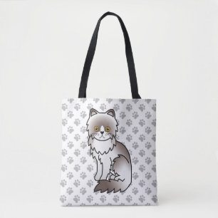 Sering Bi-Kleur Perzische Cartoon Kat & Pootjes Tote Bag