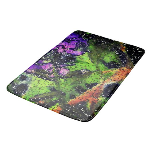 Sering bloem en bladeren verouderd in gesneden moz badmat (Gekanteld)