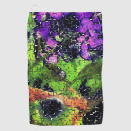 Sering bloem en bladeren verouderd in gesneden moz golfhanddoek