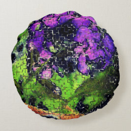 Sering bloem en bladeren verouderd in gesneden moz rond kussen