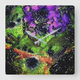 Sering bloem en bladeren verouderd in gesneden moz vierkante klok