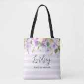 Sering Bloem en Strepen Bruidsmeisje Monogram Tote Bag (Voorkant)