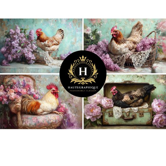 Sering Bloem Kip Collage Decoupage Tissuepapier