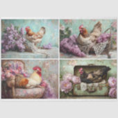 Sering Bloem Kip Collage Decoupage Tissuepapier (Voorkant)