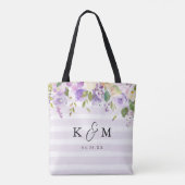 Sering Bloemen en Strepen Bruidsmeisje Monogram Tote Bag (Achterkant)