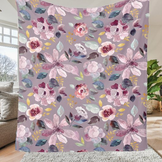 Sering Bloemmotief Fleece Deken