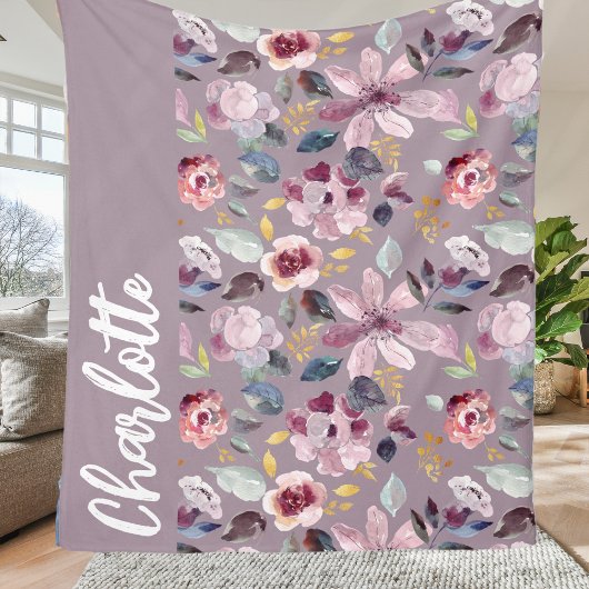Sering Bloemmotief Monogram Fleece Deken