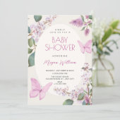 Sering bloemvlinder baby shower kaart (Staand voorkant)