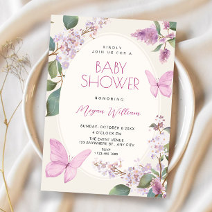 Sering bloemvlinder baby shower kaart