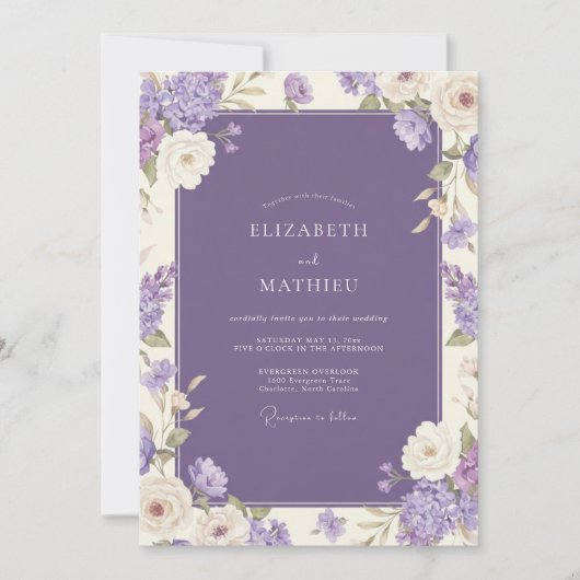 Sering Botanische Romantische Bruiloft Kaart (Voorkant)
