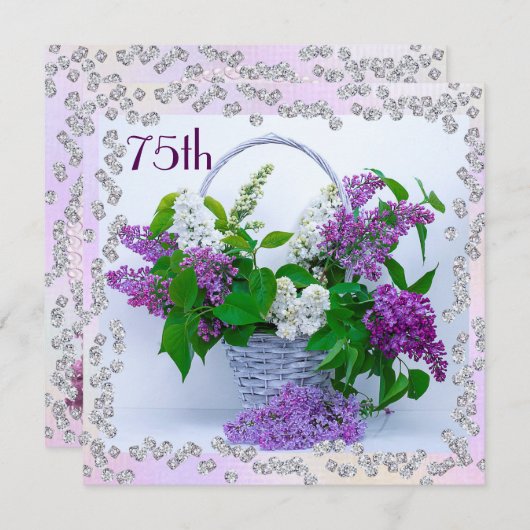 Sering & Diamanten 75e Verjaardag Kaart (Voorkant / Achterkant)