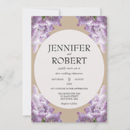 Sering en Beige Bruiloft Kaart
