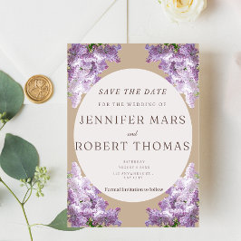 Sering en Beige Bruiloft Save The Date