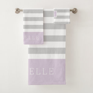 Sering en grijze strepen monogram Aanpasbare kle Bad Handdoek