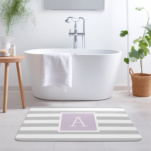 Sering en grijze strepen monogram Aanpasbare kle Badmat