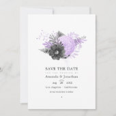 Sering en Houtskool Bloemige Trouwfoto Save The Date (Voorkant)