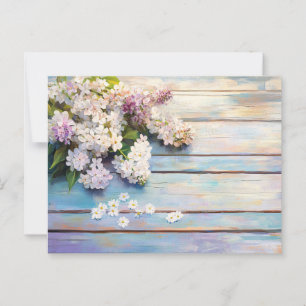 Sering en Madeliefjes op Pastelkleurig Hout Briefkaart