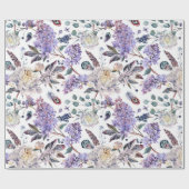 Sering en Pioen Bloemen Cadeaupapier (Vlak)
