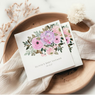 Sering en Roze Bloemboeket Baby Shower Maatwerk Servet