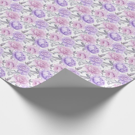 Sering en Roze Pioen Romantisch Bloemmotief Cadeaupapier (Hoek)