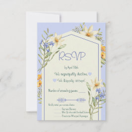 Sering en Witte Wilde Bloemen Geometrische RSVP Ka Kaartje