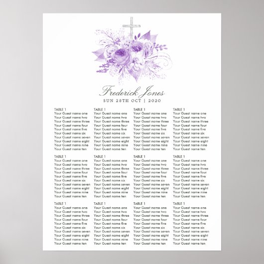 Sering en zilveren bloemen doop poster (Voorkant)