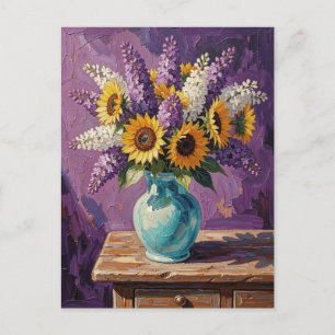 Sering en zonnebloemen Botanisch ontwerp Briefkaart