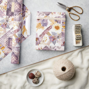 Sering Geel Quilt Gingham Cottagecore Bloem Cadeaupapier