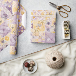 Sering Geel Quilt Gingham Cottagecore Bloem Cadeaupapier