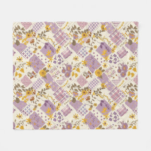 Sering Geel Quilt Patchwork Gingham Cottagecore Fleece Deken