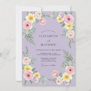Sering Geel Ranunculus Eucalyptus Bruiloft Kaart