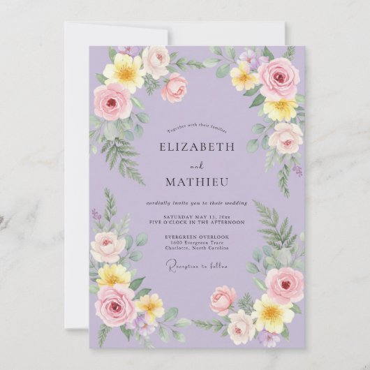 Sering Geel Ranunculus Eucalyptus Bruiloft Kaart (Voorkant)
