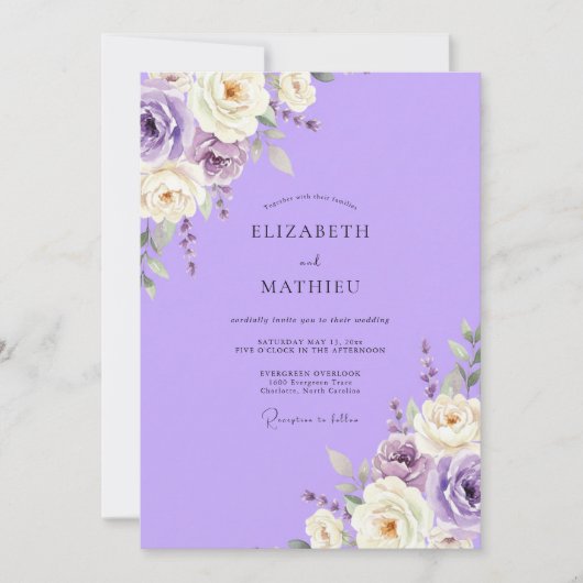 Sering Geschilderde Wilde Bloemen Bruiloft Kaart (Voorkant)