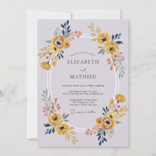 Sering Gouden Ranunculus Eucalyptus Bruiloft Kaart