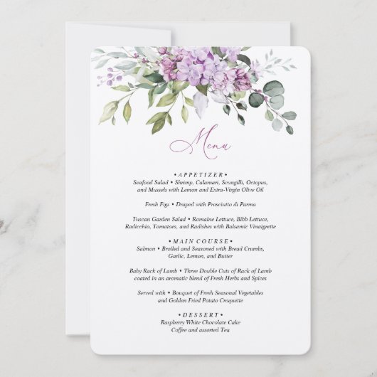 Sering Groen Menu Kaart Trouwen (Voorkant)