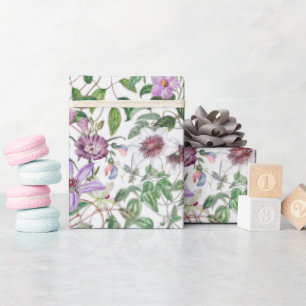Sering Groen Witte Vintage Botanische Bloemen Cadeaupapier