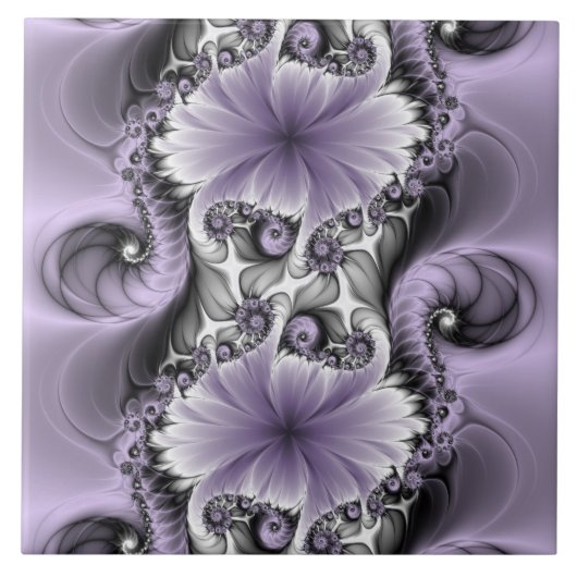 Sering Illusie Abstracte Bloemige Fractale Kunst F Tegeltje (Voorkant)